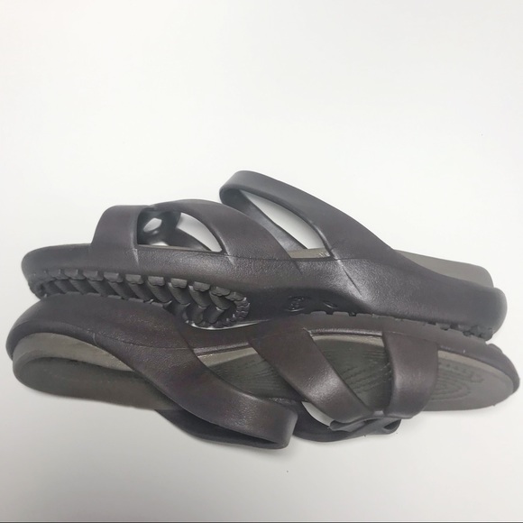 CROCS WOMEN MELEEN TWIST SANDALS SLIDES BROWN 6 - Picture 7 of 8